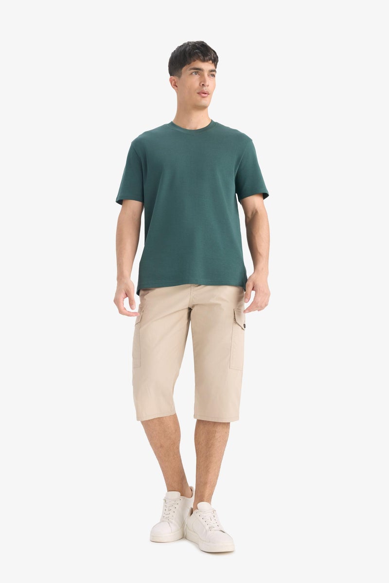 DeFacto Beige Man Cotton Regular Fit Capri Pants Casual - Image 3